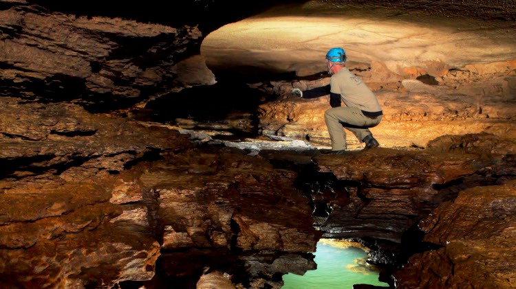 Formations such as the Haskell Sims cave (pictured) can be spectacular, but also present a major challenge for hydrogeologists attempting to understand them. Courtesy of Chuck Sutherland.